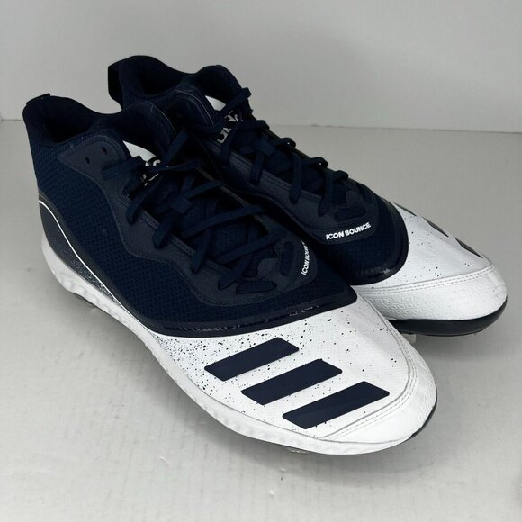 Adidas Mens G28272 Navy Blue White Icon Bounce Mid Baseball Size 17 Cleat Shoes main image 8